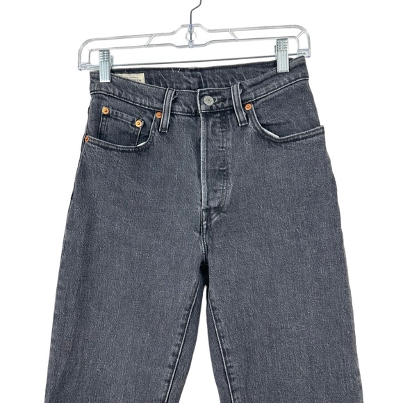 LEVI’S Washed Black 501’s Button Fly Straight Leg Jeans 36200-0014 Crop W24 L26 - Picture 2 of 15